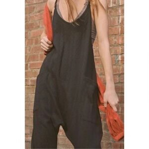 Free People Movement Hot Shot Onesie Cable Knit Black Large